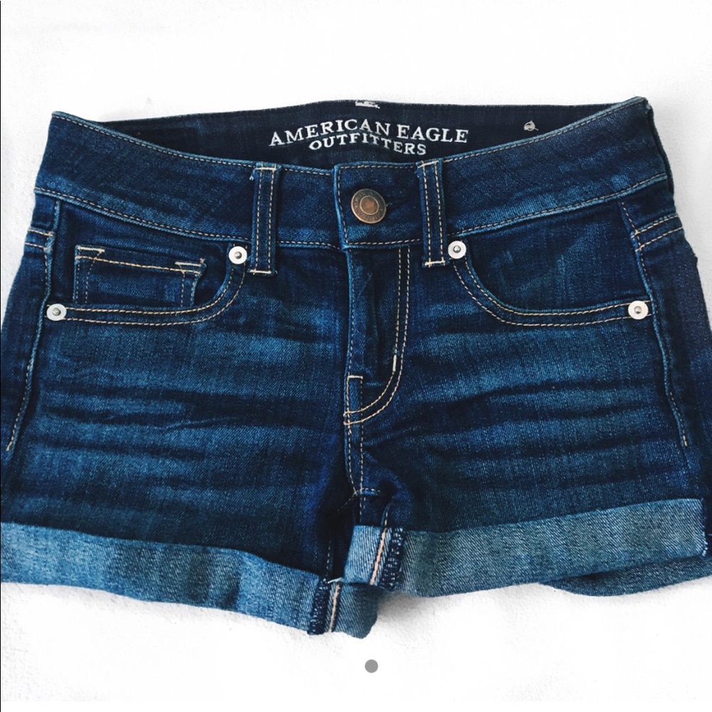 dark wash american eagle denim shorts